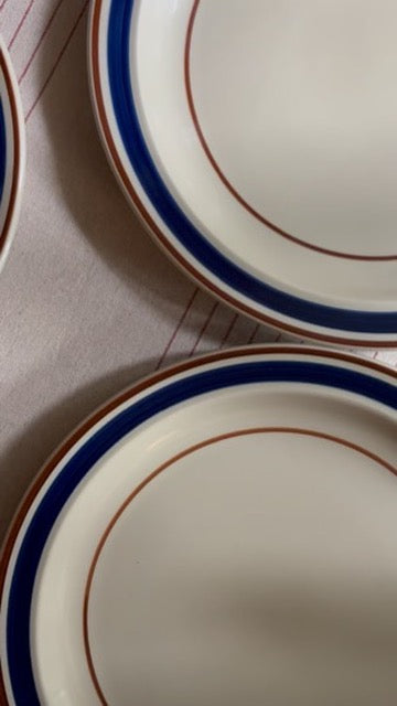 Vintage Stoneware Cirque Blue Dinner Plates