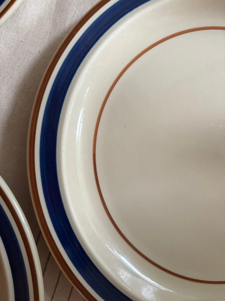 Vintage Stoneware Cirque Blue Dinner Plates