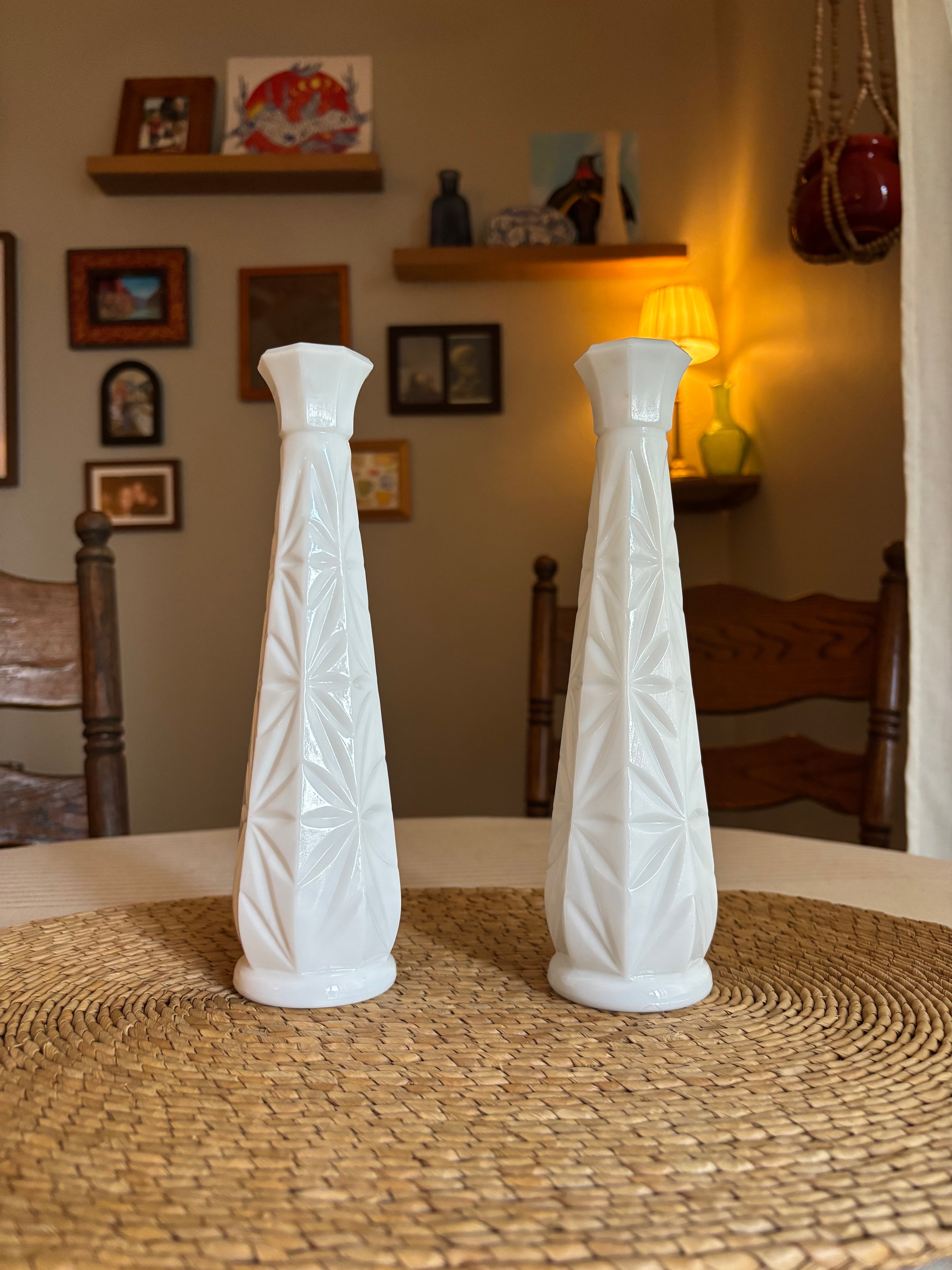 1950s Vintage Milk Glass Bud Vase