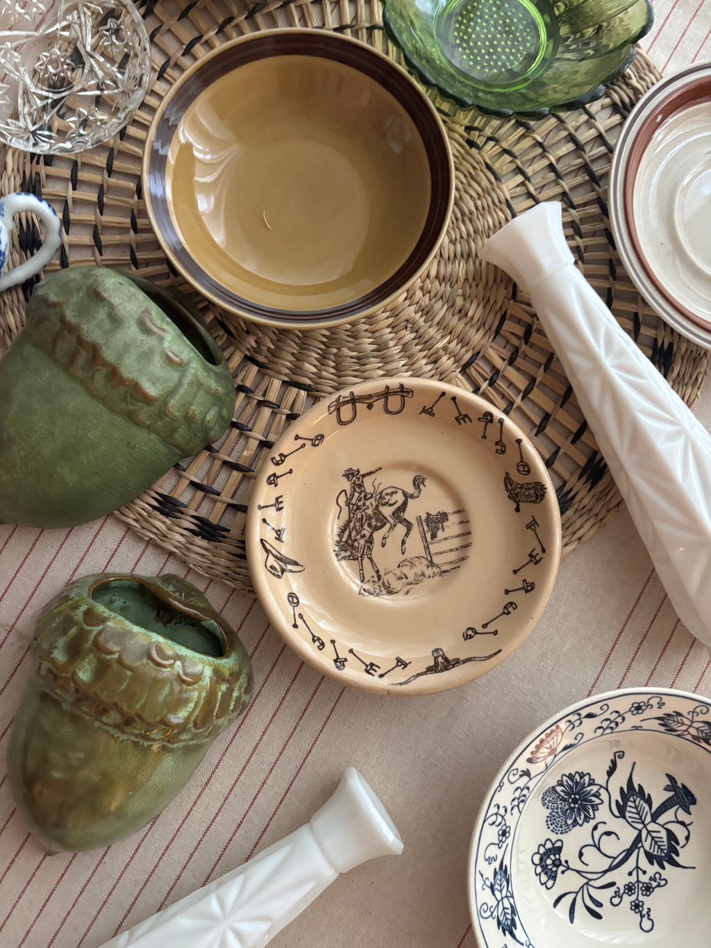Vintage Tepco Western Traveler Saucer | Cowboy Restaurant Ware | Brown on Tan