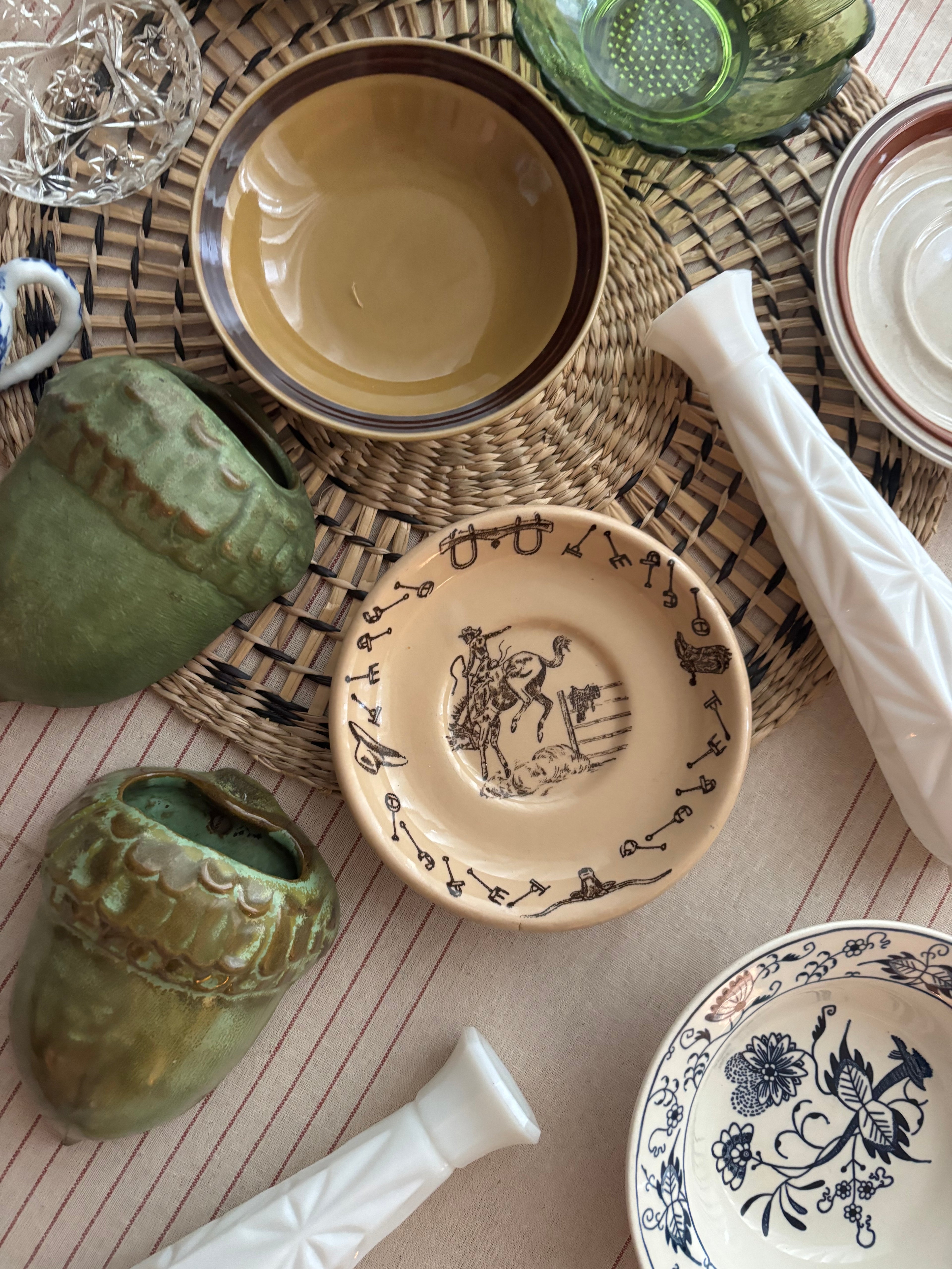 Vintage Tepco Western Traveler Saucer | Cowboy Restaurant Ware | Brown on Tan