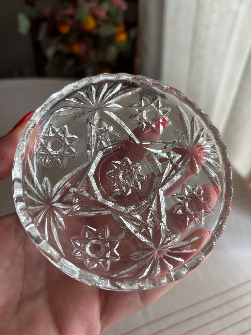 Vintage Anchor Hocking Starburst Pressed Glass Coasters