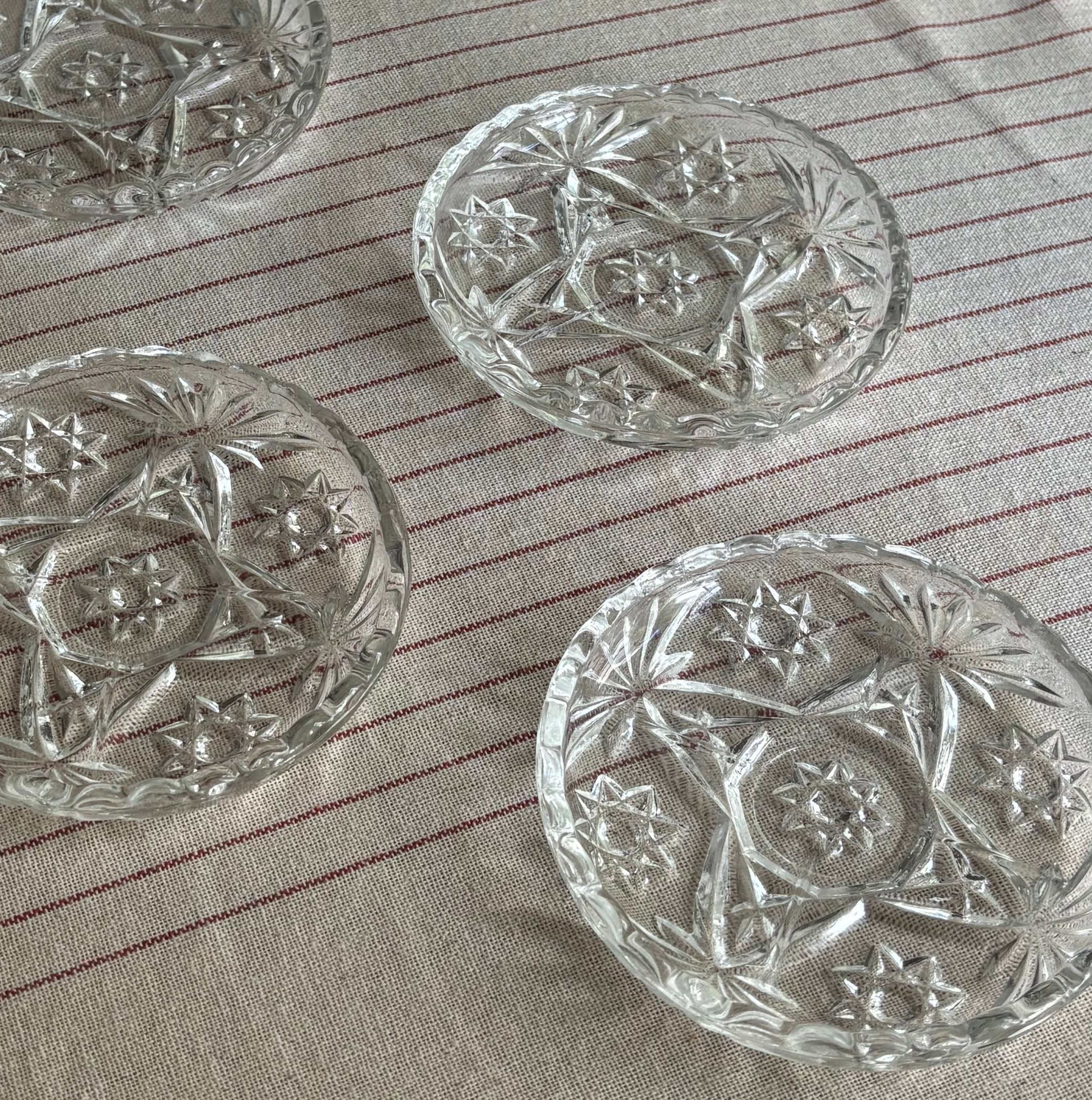 Vintage Anchor Hocking Starburst Pressed Glass Coasters
