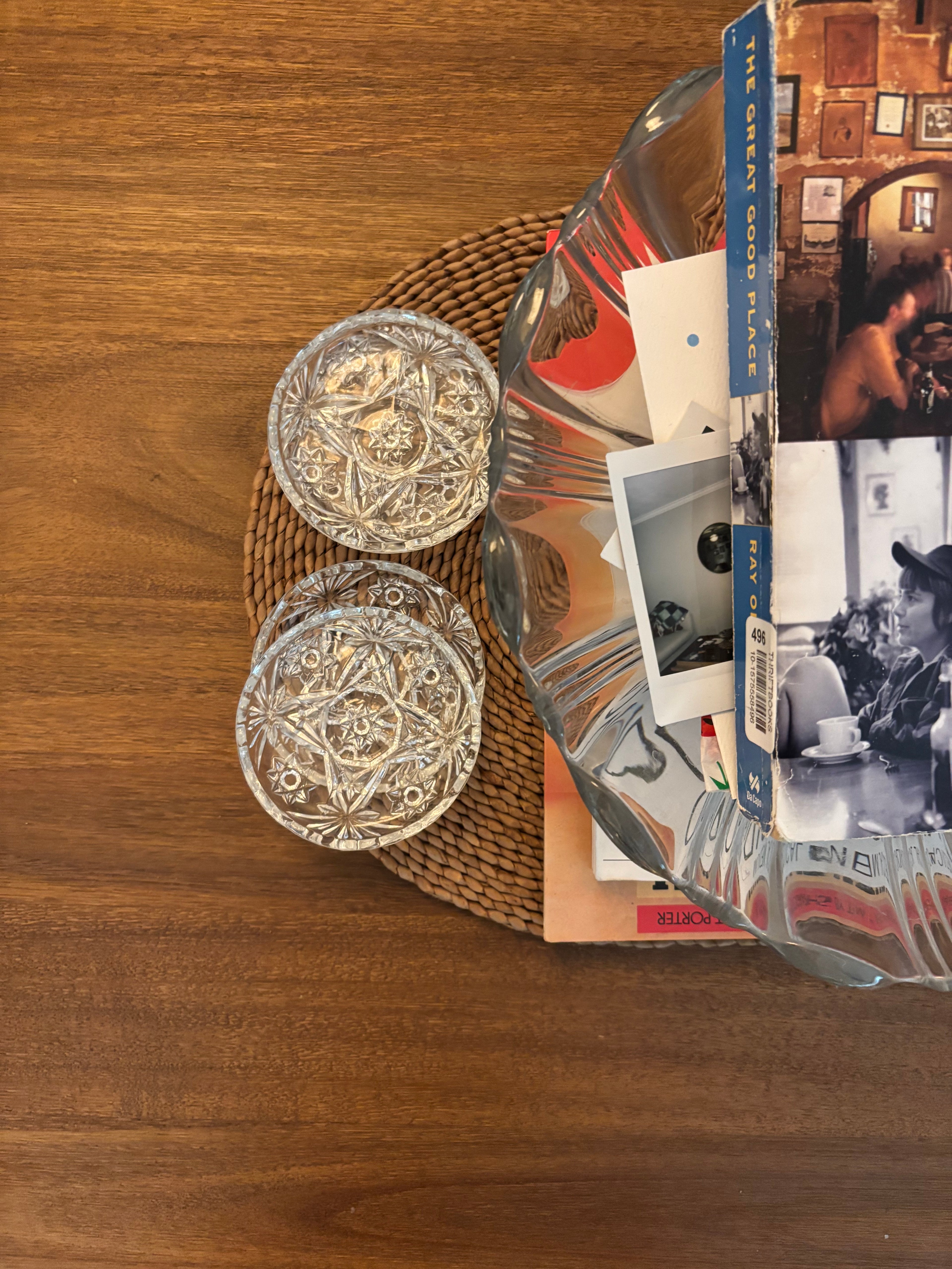 Vintage Anchor Hocking Starburst Pressed Glass Coasters