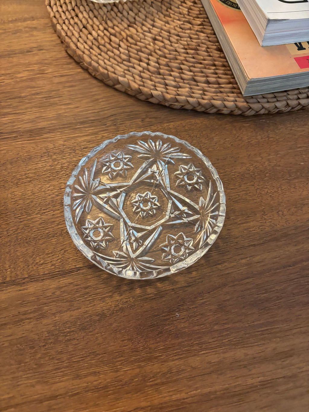 Vintage Anchor Hocking Starburst Pressed Glass Coasters