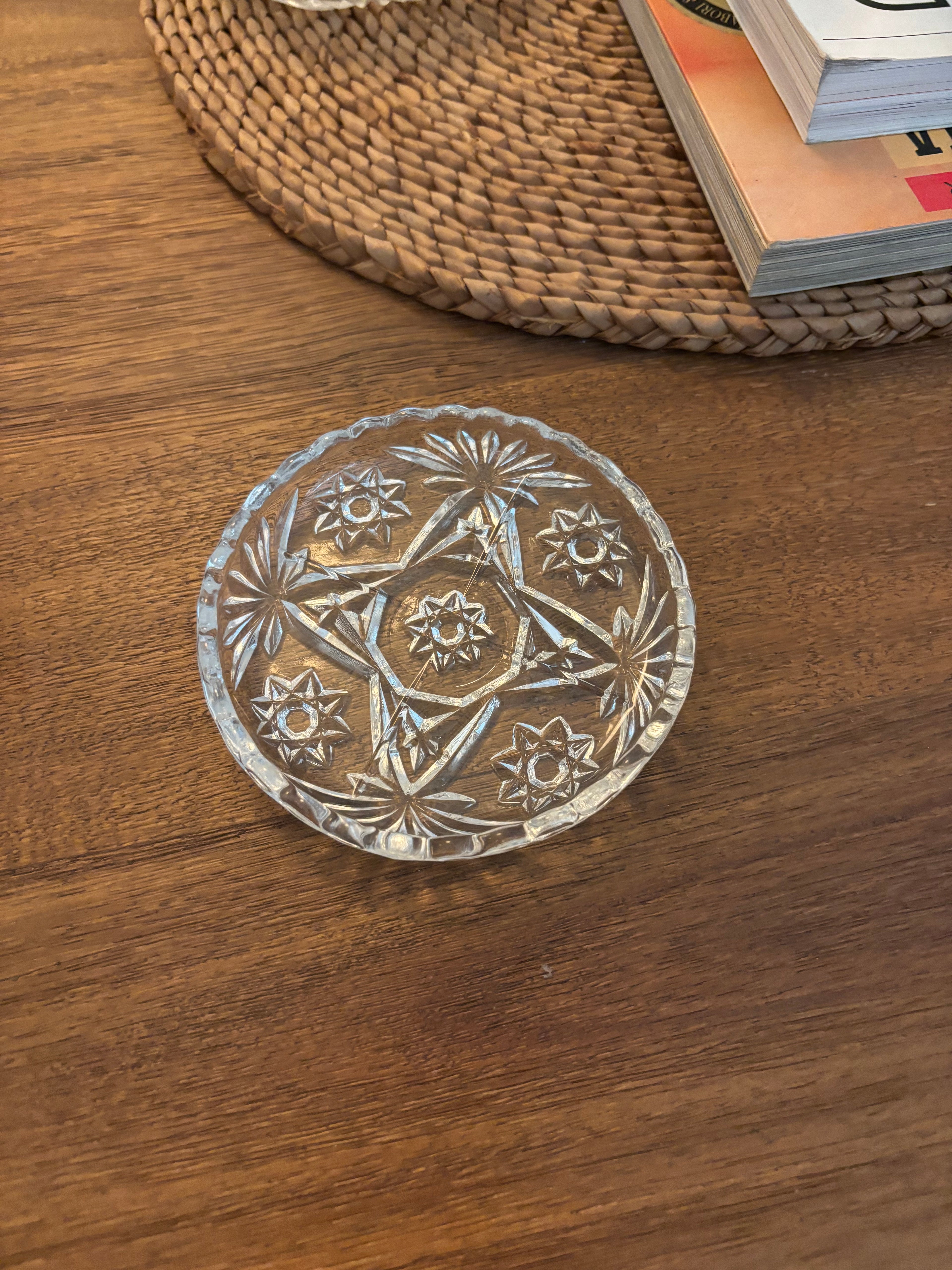 Vintage Anchor Hocking Starburst Pressed Glass Coasters