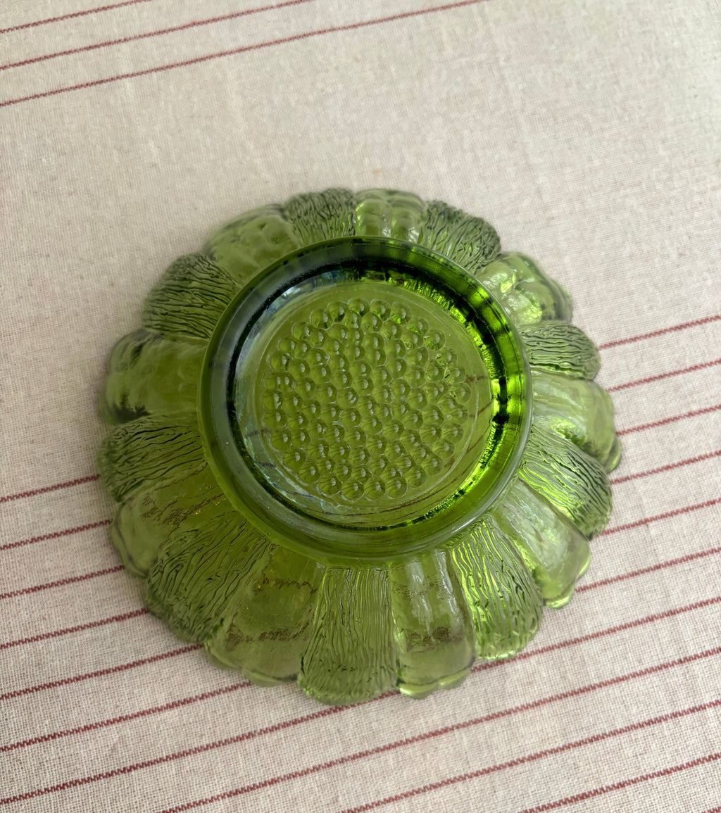 Vintage Anchor Hocking Avocado Green Sunflower Bowl
