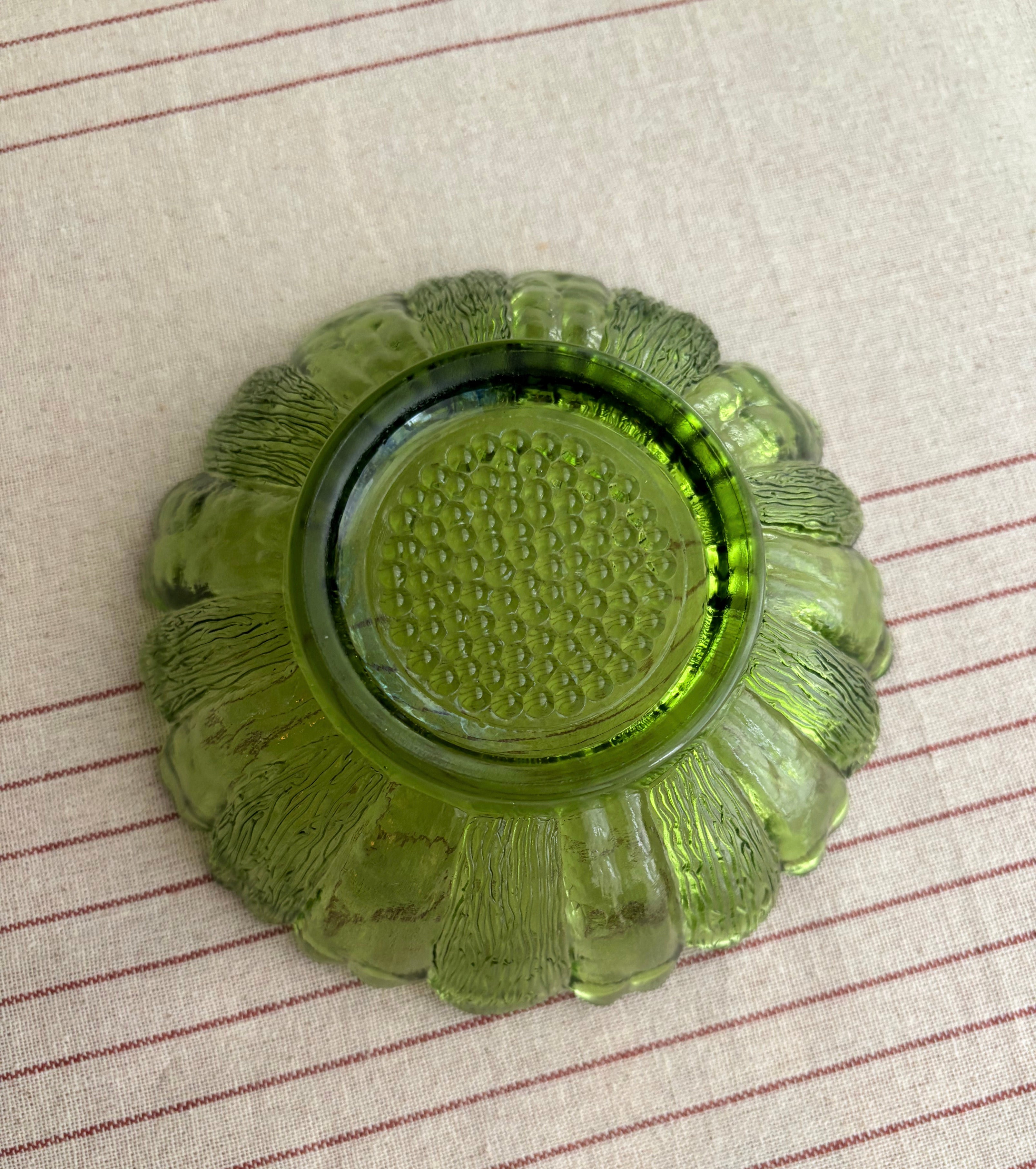 Vintage Anchor Hocking Avocado Green Sunflower Bowl
