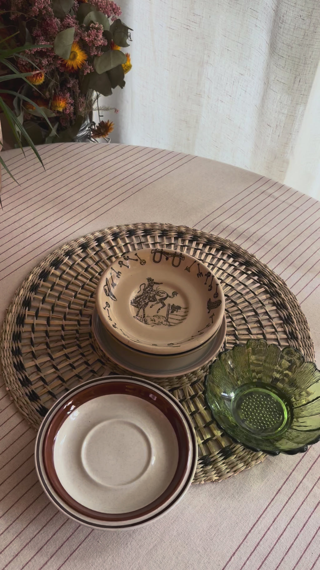 Vintage Tepco Western Traveler Saucer | Cowboy Restaurant Ware | Brown on Tan