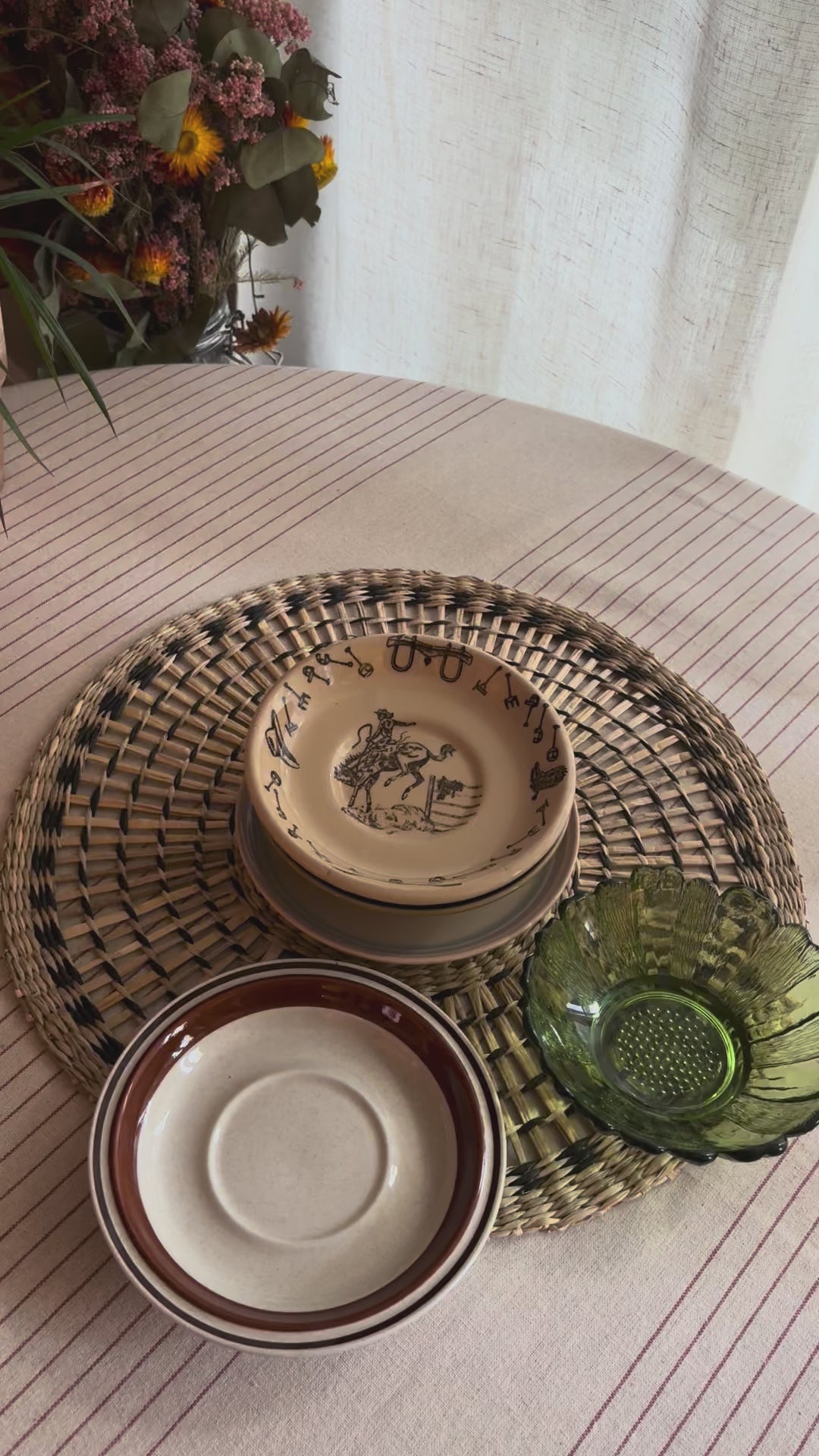 Vintage Tepco Western Traveler Saucer | Cowboy Restaurant Ware | Brown on Tan