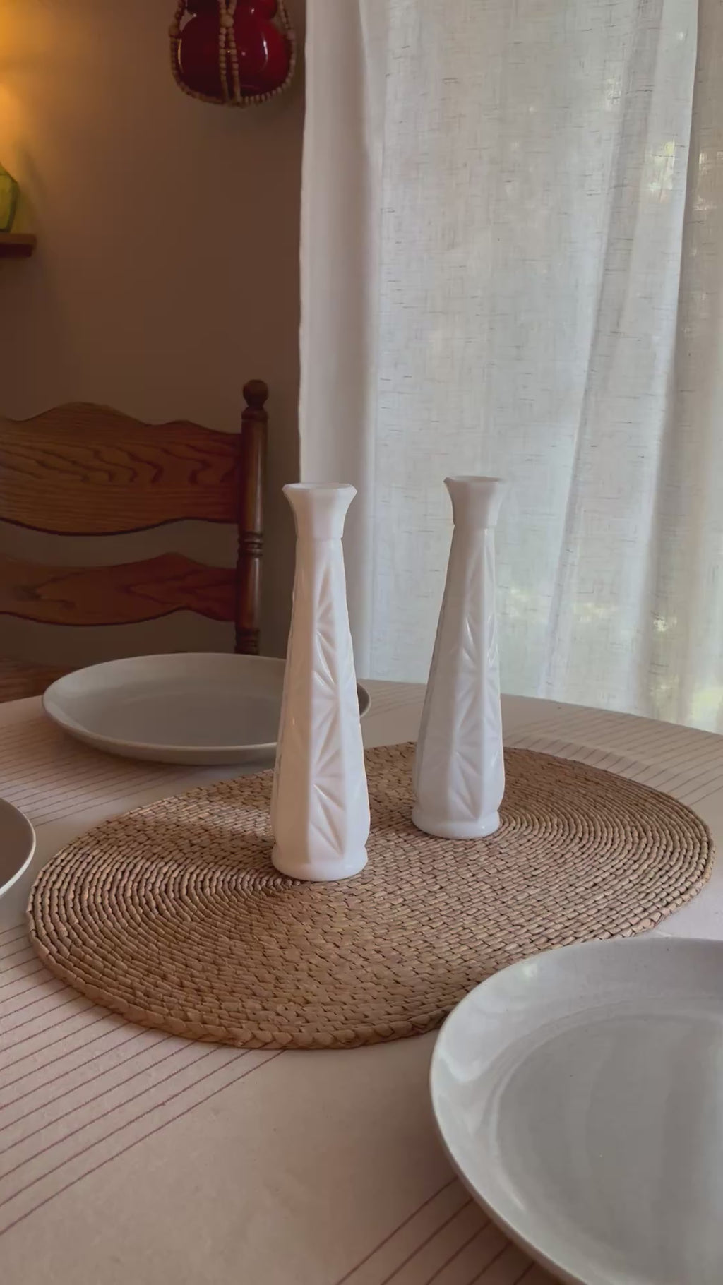 1950s Vintage Milk Glass Bud Vase